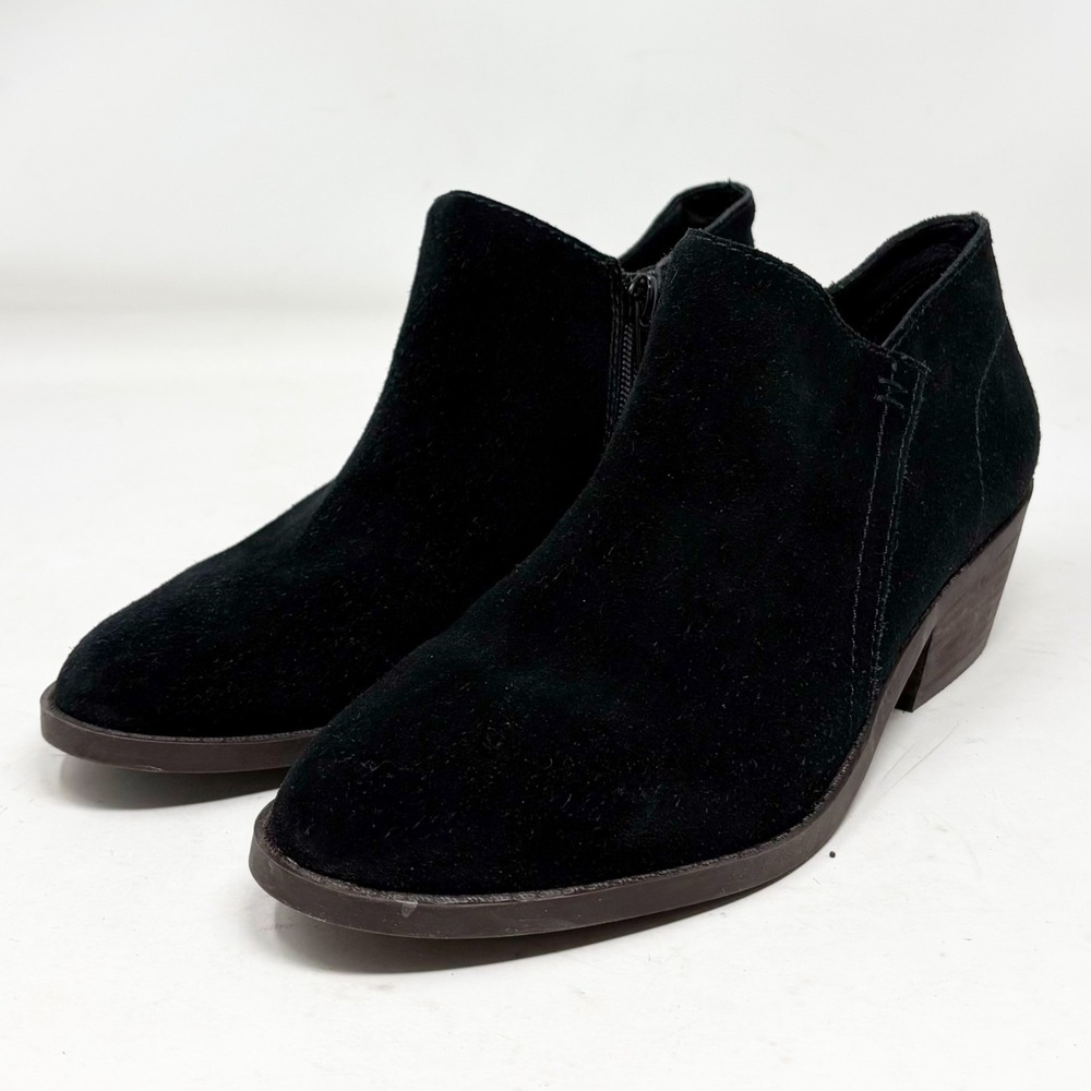 Lucky‎ Brand Fanky Black Suede Leather Ankle Booties Womens 8.5M Boho Western - Picture 8 of 8